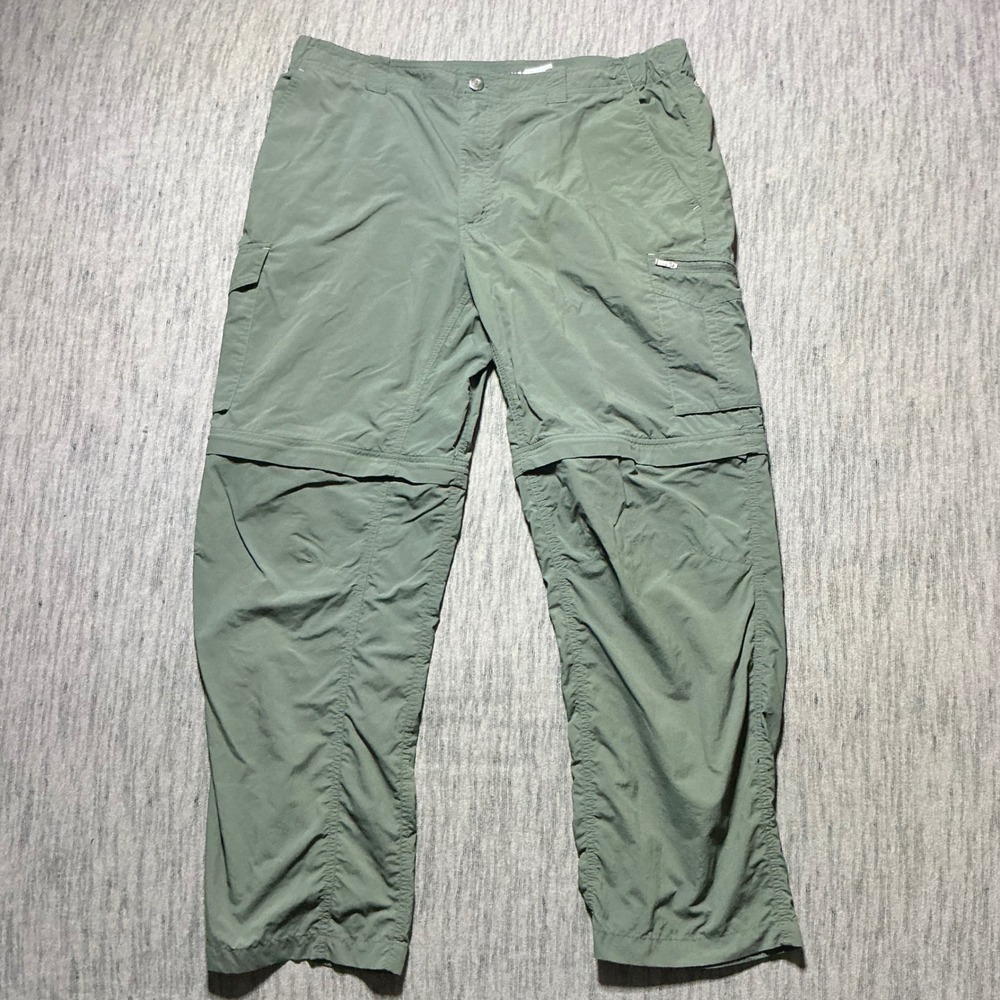 Columbia Convertible Cargo Hiking Pants Mens 40x30 Green Zip Off Trail Trousers